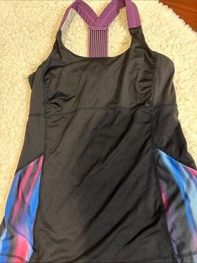 Women’s Black & Purple Racerback out top